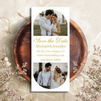 Trendy Gold Script Double Arch Photo Save the Date