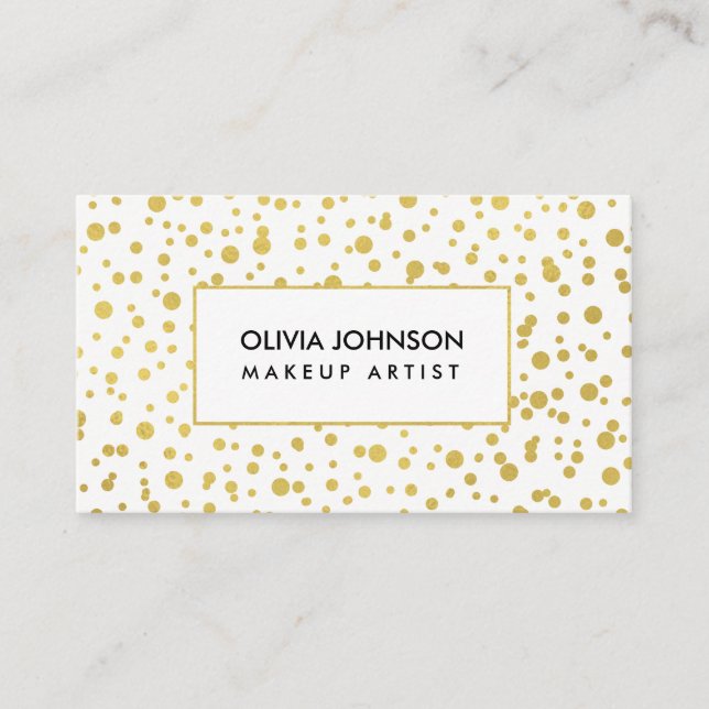 Trendy Gold Shimmer Makeup Artist Business Cards (Front)