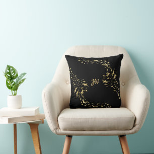 Trendy Gold Stars Monogrammed Throw Pillow