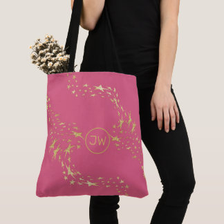 Trendy Gold Stars Monogrammed Tote Bag