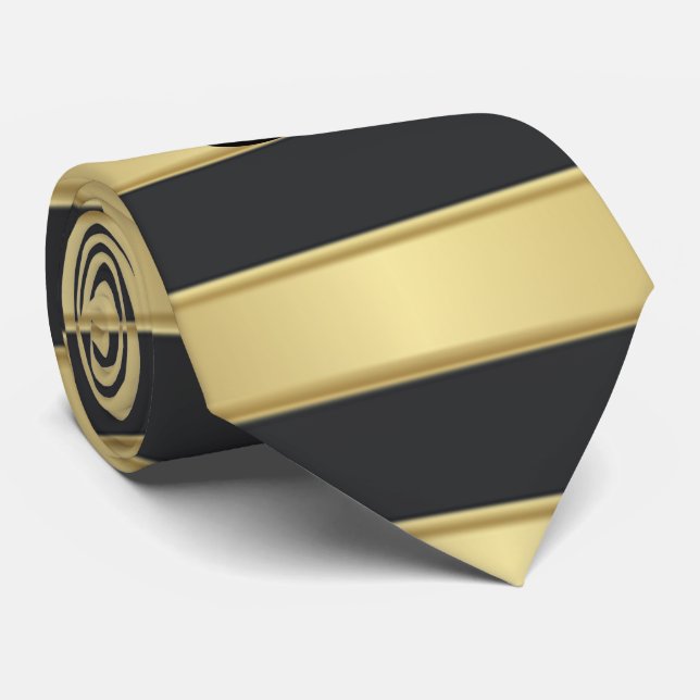 Trendy Gold Stripes ,Lips, Red Kiss Tie (Rolled)