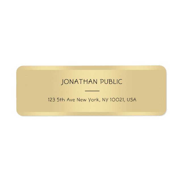 Trendy Gold Text Font Name Modern Return Address (Front)