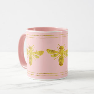 Trendy Golden Bee Blush Pink Mug