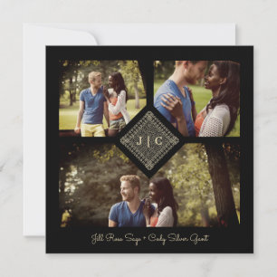 Trendy Golden Effect Lace Sophisticated Wedding Save The Date