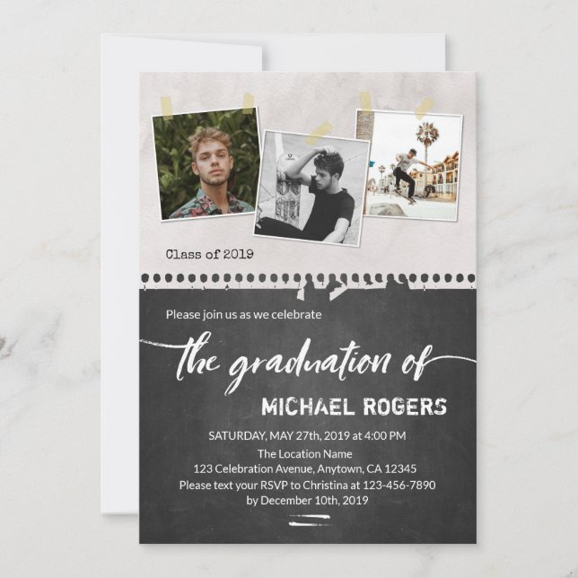 Trendy Grad Annoncement | Graduation Photo Invitation (Front)