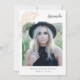 Trendy Grad Announcement/invite Faux Gold Branch Invitation