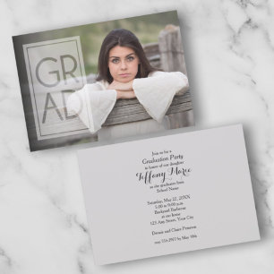 Trendy GRAD Overlay Photo Party Invitations
