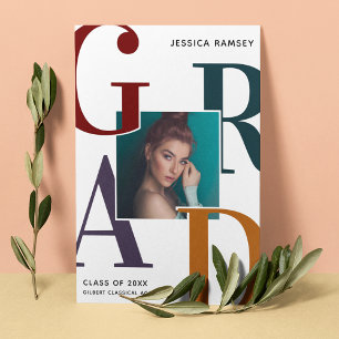 Trendy Grad Photo Graduation Announcement