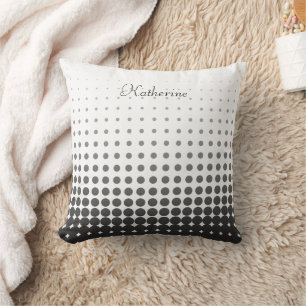 Trendy Gradient Polka Dots Custom Name Throw Pillow