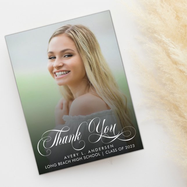 Trendy  Graduation Calligraphy Thank You Card (Creator Uploaded)