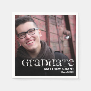 Trendy Graduation Celebration Photo Napkin