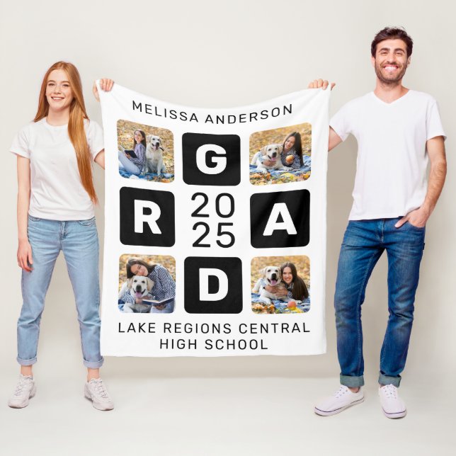 Trendy Graduation Keepsake Unique Photo Collage Fleece Blanket (In Situ)