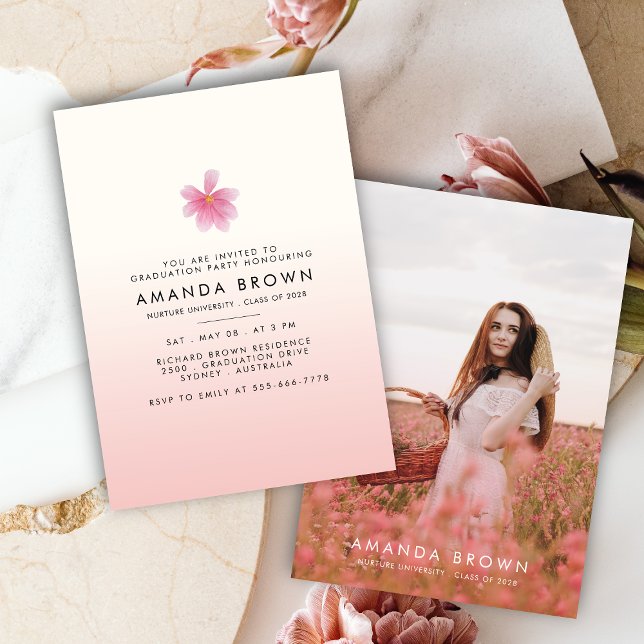 Trendy Graduation Party 2025 Elegant Floral  Invitation (Creator Uploaded)