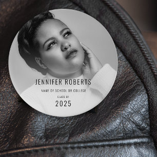 Trendy Graduation Photo 3 Inch Round Button