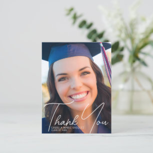 Trendy Graduation Photo Thank You Overlay Postcard