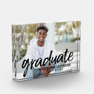 Trendy Graduation Picture with Brushed Lettering Photo Block