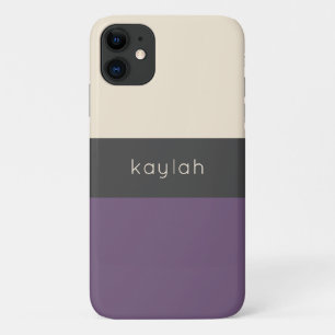 Trendy Grape Colour Block Pattern with Any Name iPhone 11 Case