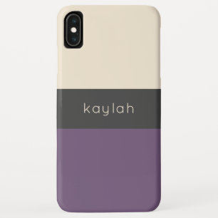 Trendy Grape Colour Block Pattern with Name iPhone XS Max Case