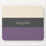 Trendy Grape Colour Block Pattern with Name Mouse Pad<br><div class="desc">A trendy minimalist design with a fresh colour block pattern in grape (purple),  grey,  and sand beige. Personalize with your name or other desired text. This design is available in a variety of colour combinations.</div>