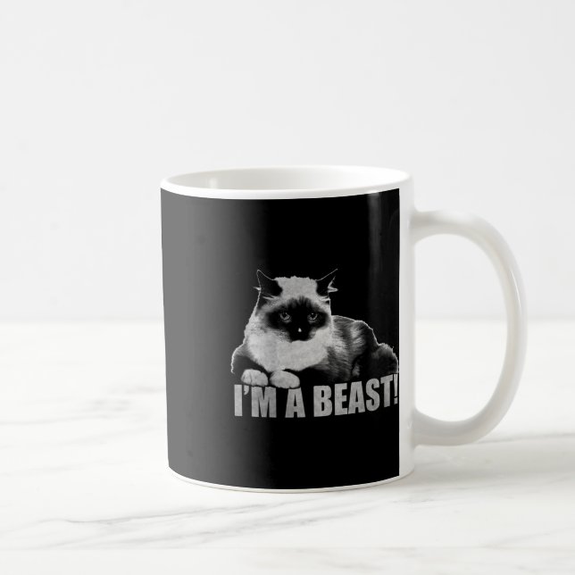 Trendy Graphic Cat Stamp I'm A Beast  Coffee Mug (Right)