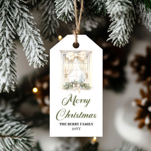 Trendy Green and Gold Minimal Christmas Door Tag