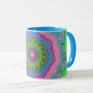 Trendy Green and Peach Fractal Mug