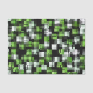 Trendy Green Black White Abstract Plaid  Tissue Paper