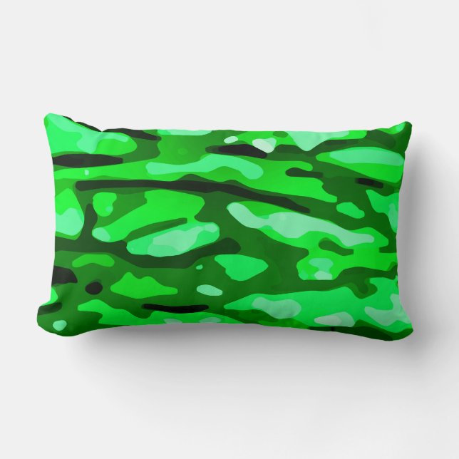 Trendy Green Camo Pattern Lumbar Pillow (Front)