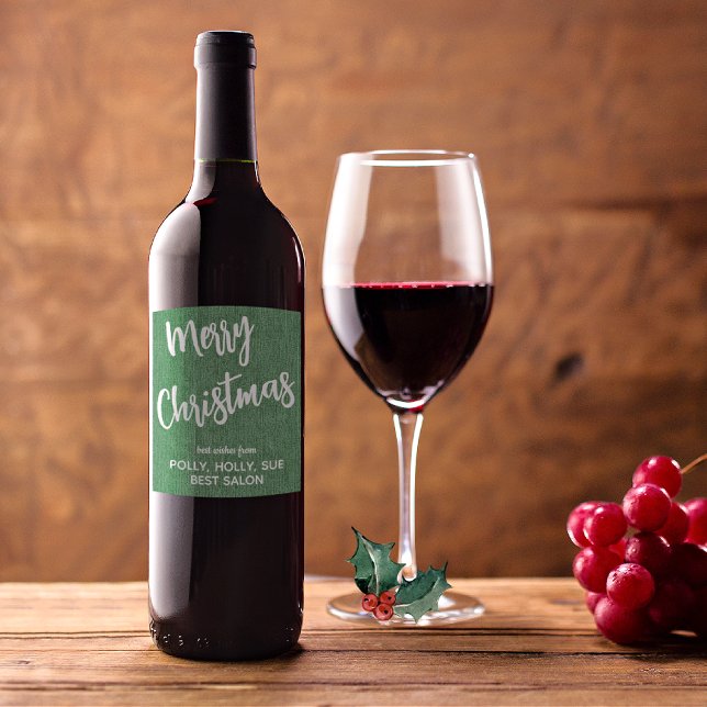 Trendy Green Denim White Script, Business Wine Label (Creator Uploaded)