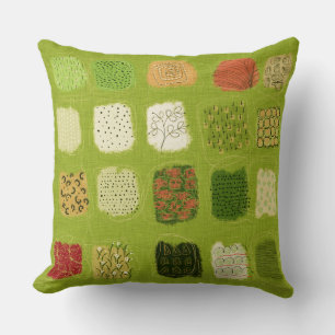 Trendy Green Doodle Designs Throw Pillow