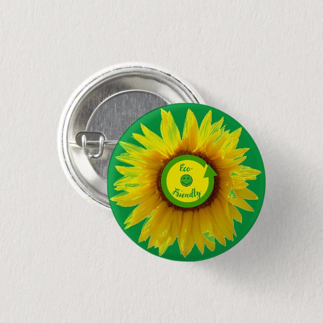 Trendy Green Ec0-friendly Fun 1 Inch Round Button (Front & Back)