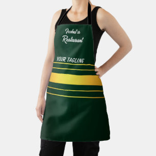 Trendy Green Gold Luxury Linen Texture Collection Apron