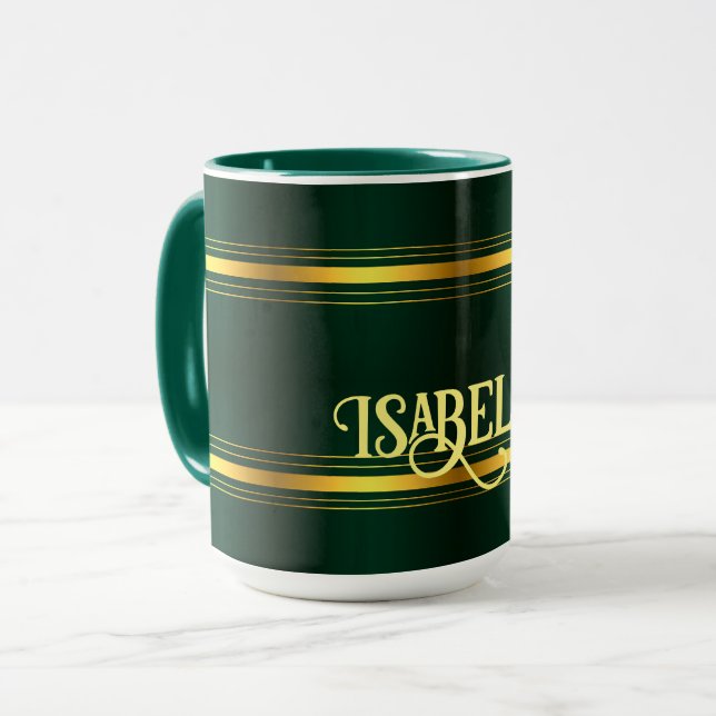 Trendy Green Gold Luxury Linen Texture Collection Mug (Front Left)