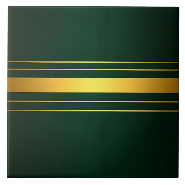 Trendy Green Gold Luxury Linen Texture Collection Tile (Front)