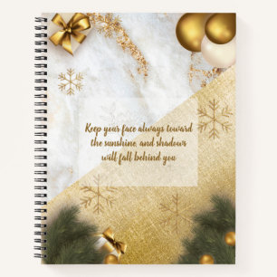 Trendy green Gold Marble Custom Motivational Quote Notebook