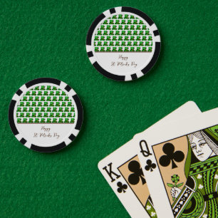 Trendy Green Hats Pattern St. Patrick's Day Poker Chips
