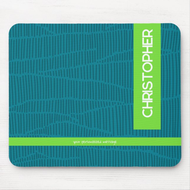 Trendy Green Personalized Name Mouse Pad (Front)