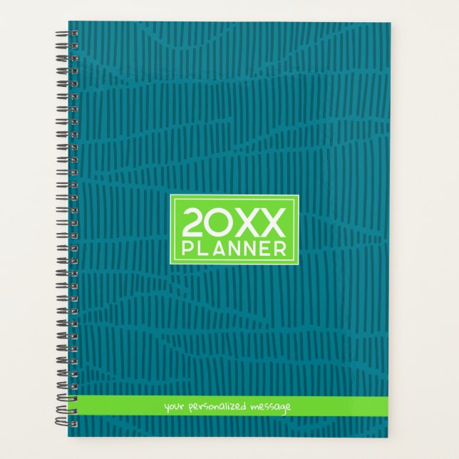 Trendy Green Personalized Name Planner (Front)