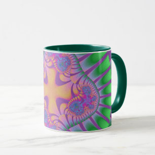 Trendy Green, Purple and Orange Fractal Mug