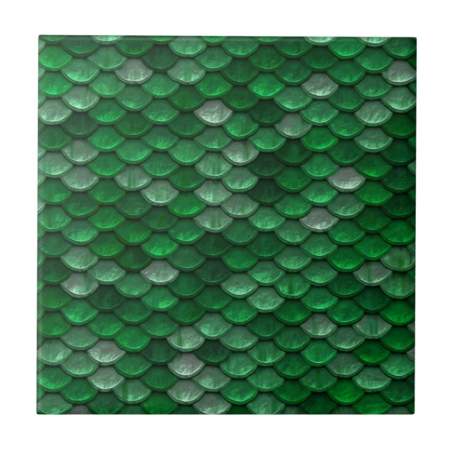 Trendy Green Scale Pattern Tile (Front)