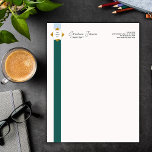 Trendy Green Stripes Gold Logo Letterhead<br><div class="desc">Enhance your professional correspondence with our Trendy Striped Letterhead. This contemporary minimalist design features an elegant white backdrop with captivating two-colour stripes, adding a touch of style. The logo will be beautifully accented with gold borders adds a touch of elegance. Whether you're sending important documents, letters, or invoices, this letterhead...</div>