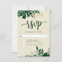 Trendy Green Tropical Foliage Modern Wedding