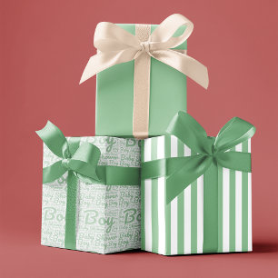 Trendy Green Typography Boy Script Baby Shower  Wrapping Paper Sheet
