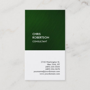 Trendy green white vertical unique business card