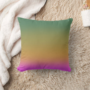 Trendy green yellow pink gradient throw pillow