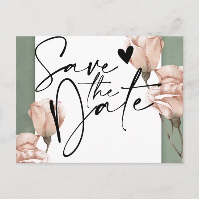 trendy greener Save the Date Announcement Postcard (Front)