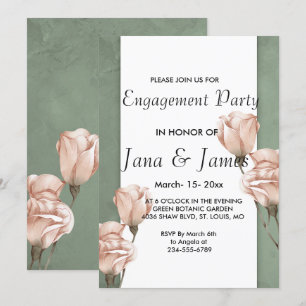 trendy greenery   Engagement Invitation