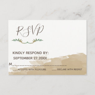 Trendy Greenery natural watercolor wedding RSPV RSVP Card