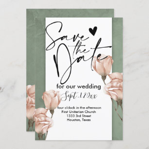 trendy greenery    save the date invitation