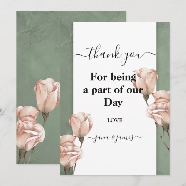 trendy greenery  thank you invitation (Front/Back)